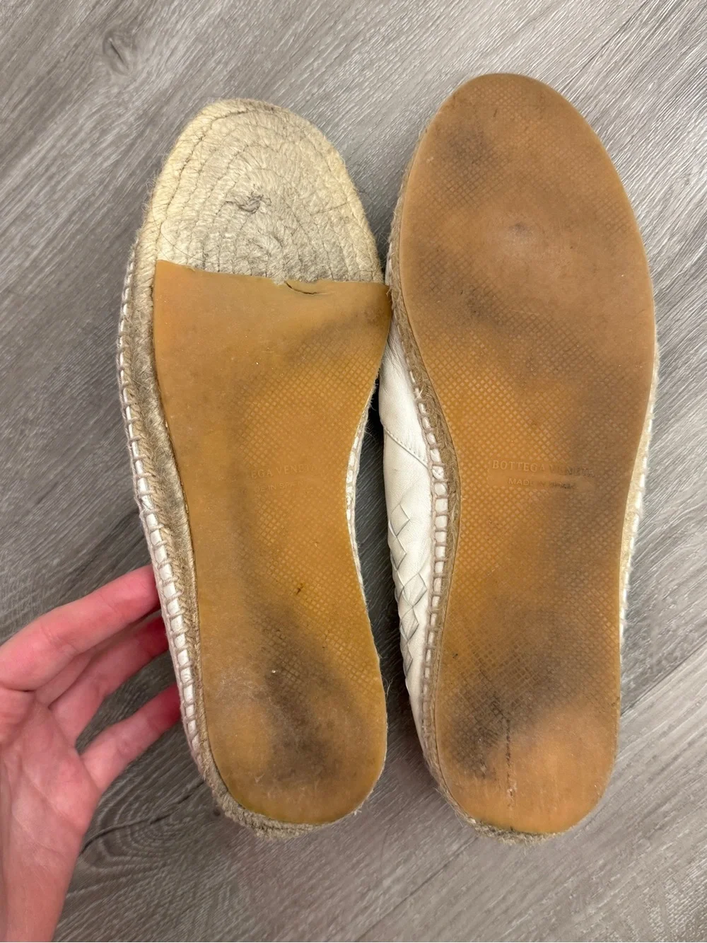 Bottega Veneta Cream Intrecciato Leather Espadrilles size 40